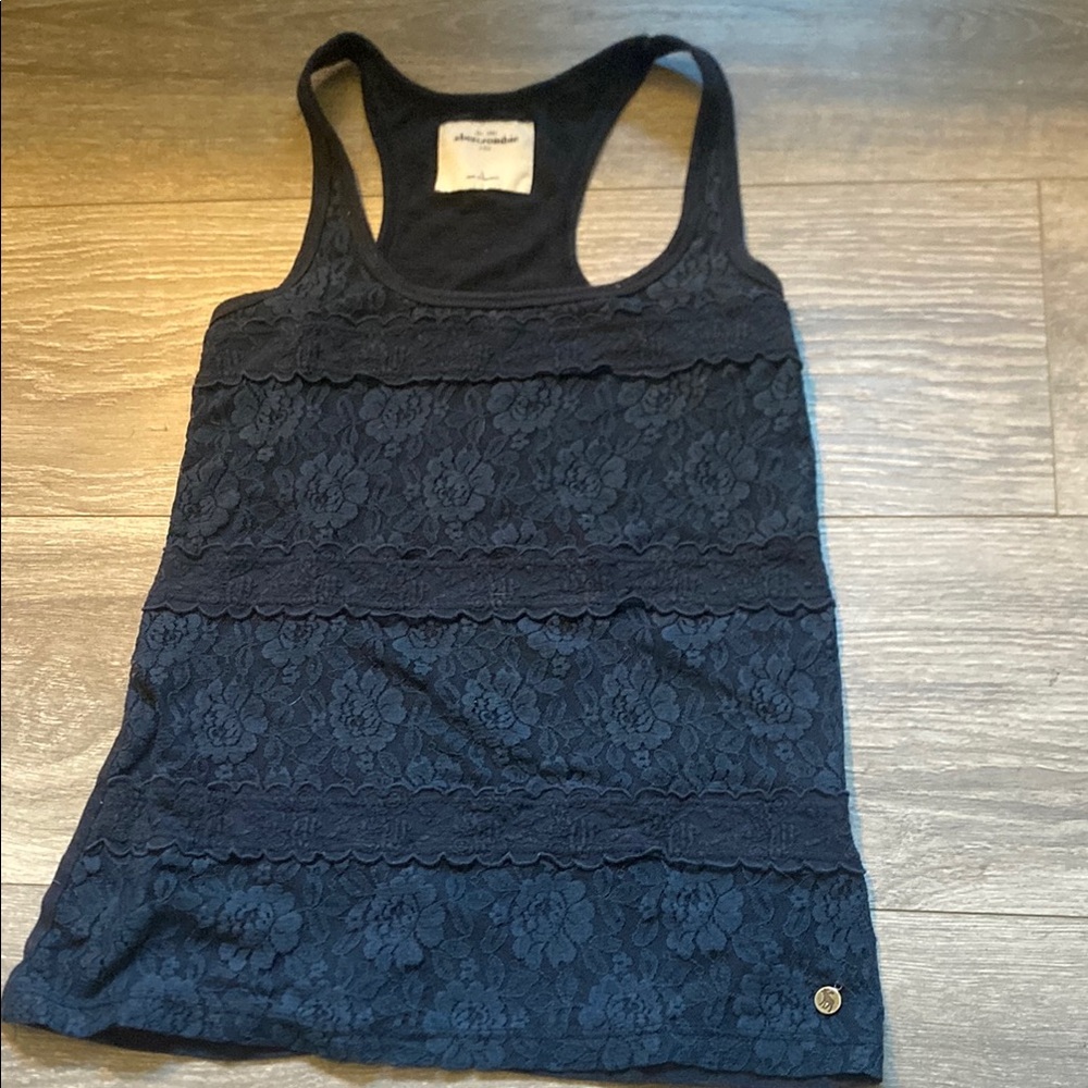 Abercrombie & Fitch Blue Ribbed Tank Top Sleeveless
